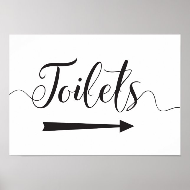 Toalettskylt för bröllop med högerpil poster (Framsidan)