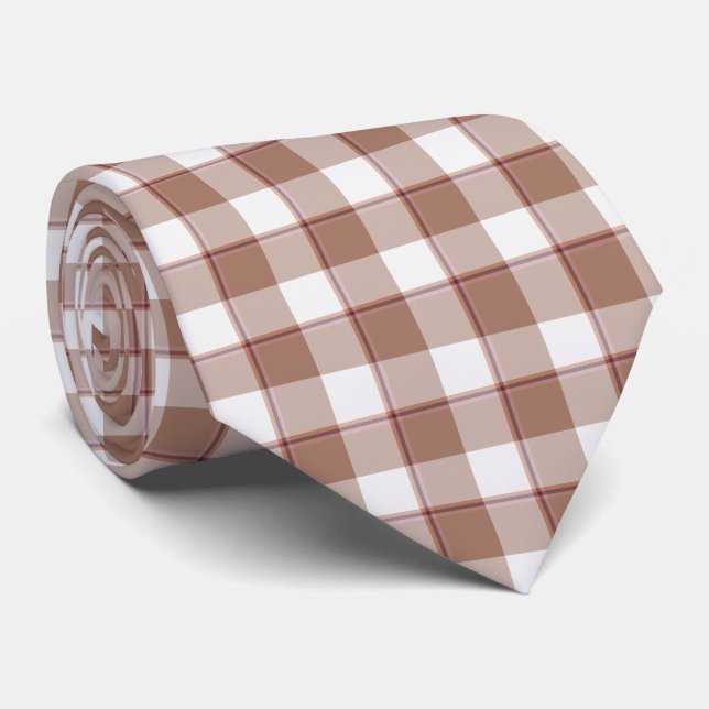 Toast Brown and Athens Gray Plaid Neck Tie Slips (Rullad)