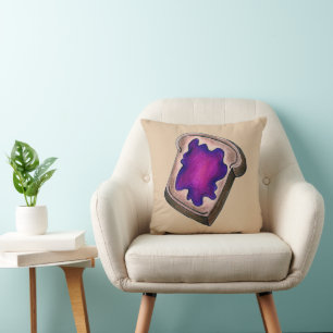 Toast Lila Grape Sylt Jelly Breakfast Food Kudde