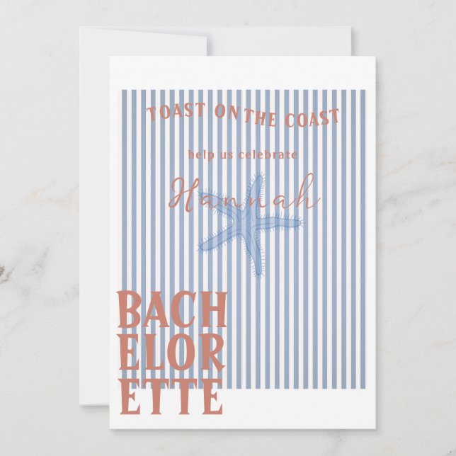 Toast om Kusten Bachelorette Inbjudan och detaljer (Framsida)