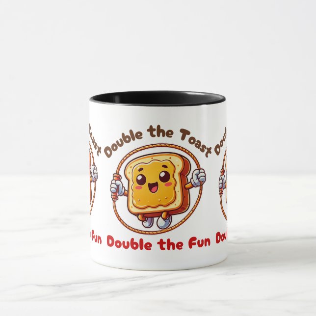 Toast Sandwich Peanut Butter Tecknad Jump Rope Rop Mugg (Center)