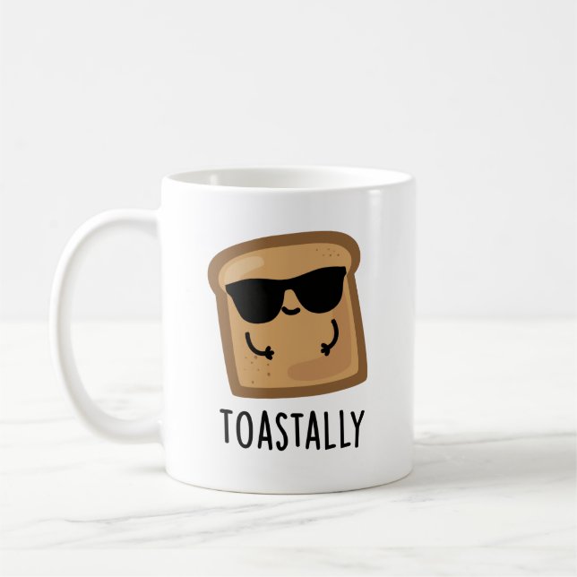 Toastally Funny Toast Bread Pun Kaffemugg (Vänster)