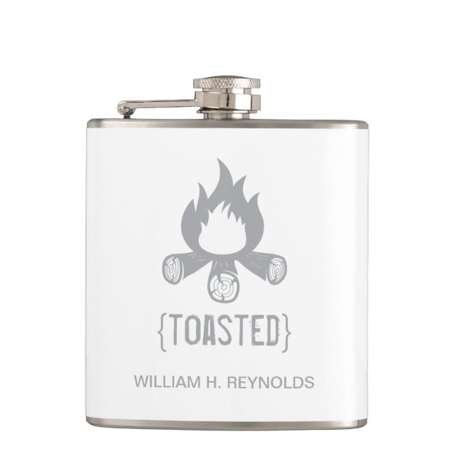 {TOASTED} Brudens sida Tosted Campfire (grått) Fickplunta (Framsidan)