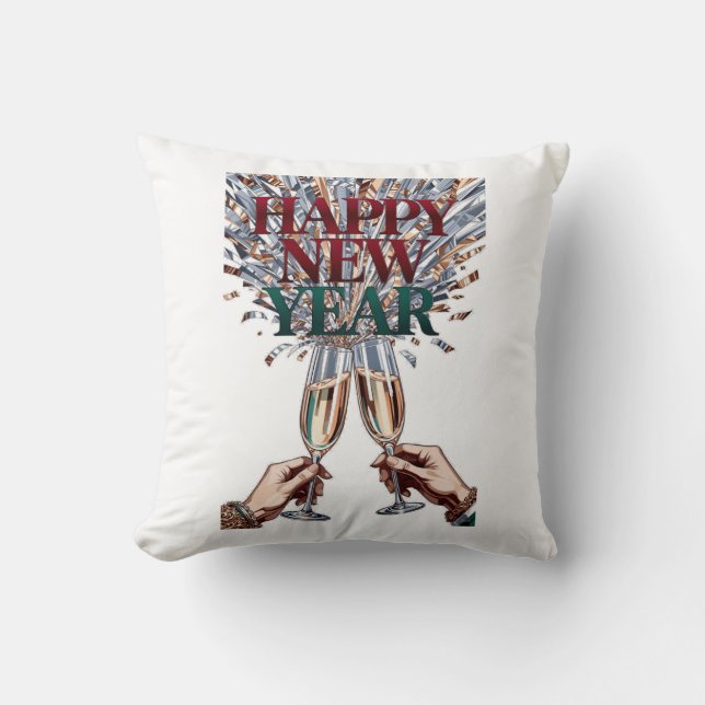 Toasting Hands T-Shirt, Confetti Shower Premium Kudde (Framsida)