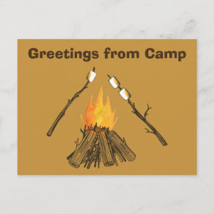 Toasting Marshmallow Hälsning från Camp Postcard Vykort
