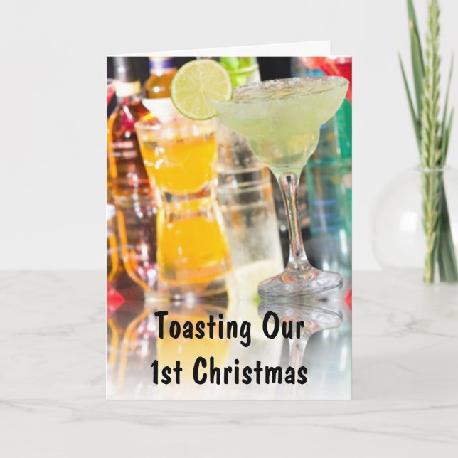 TOASTING "VÅR FÖRSTA CHRISTMAS TILLSAMMANS" HELGKORT (Framsida)