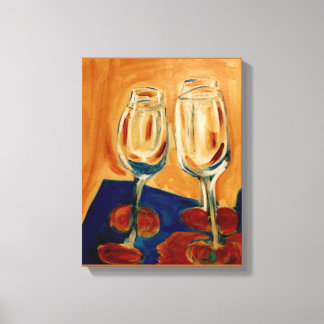 Toasting with Four Wine Glasses Canvastryck