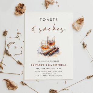 Toasts och röker whisky och cigarrer födelsedag inbjudningar