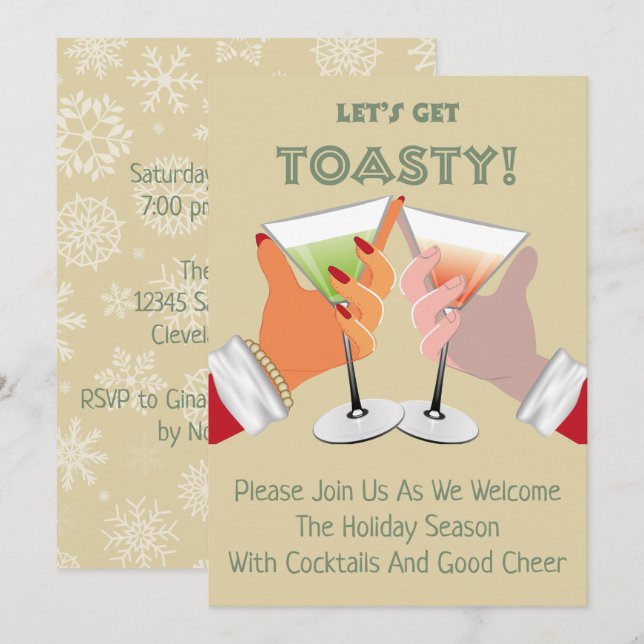 Toasty Cheers Julfirande Inbjudan (Fram/baksida)