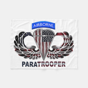 Toasty Warm American Airborne Paratrooper Flagga Fleecefilt