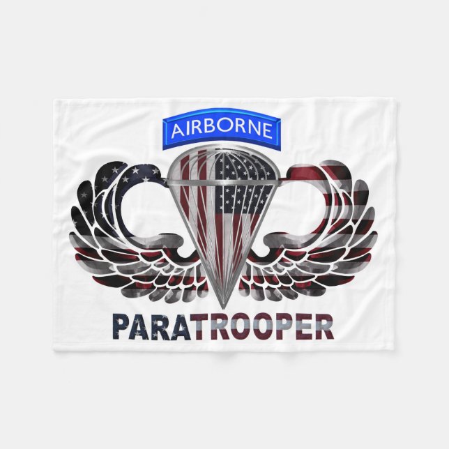 Toasty Warm American Airborne Paratrooper Flagga Fleecefilt (Framsidan (Horisontell))