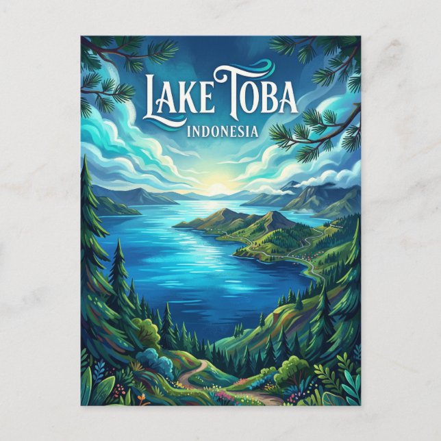 Toba sjö Indonesien Vykort (Framsida)