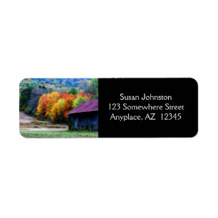 Tobacco Barn Autumn Foliage Adress Returadress Etikett