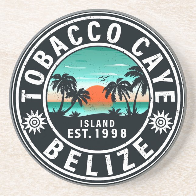 Tobacco Caye Belize Retro Sunset Souvenirs 60-tal Underlägg (Framsidan)