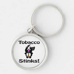 Tobacco Stinks Skunk Awareness Design Rund Silverfärgad Nyckelring