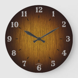 Tobacco Sunburst Grainy Wood look Clock Stor Klocka