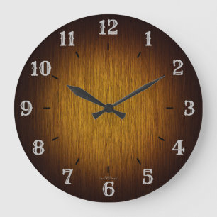 Tobacco Sunburst Grainy Wood look Clock Stor Klocka