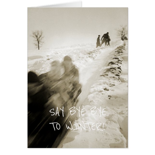 TOBAGGAN 1920'S WINTER SPORTS SLEDDING FAMILY ROLI HÄLSNINGSKORT (Framsidan)