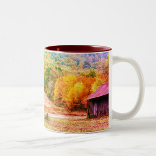 Tobaksdamm - Fall Foliage Nature Art Två-Tonad Mugg