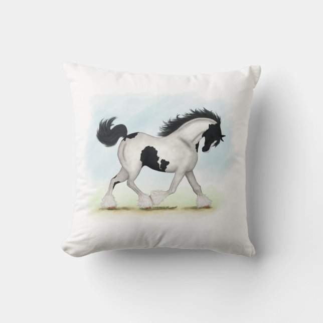 Tobiano Gypsy Vanner Horse Kudde (Framsida)