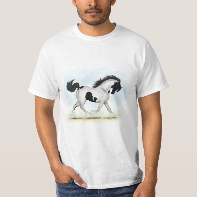Tobiano Gypsy Vanner Horse T Shirt (Framsida)