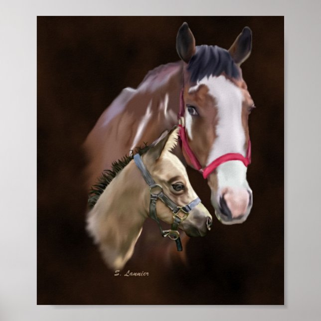 Tobiano Paint Mare och Foal Poster (Framsidan)
