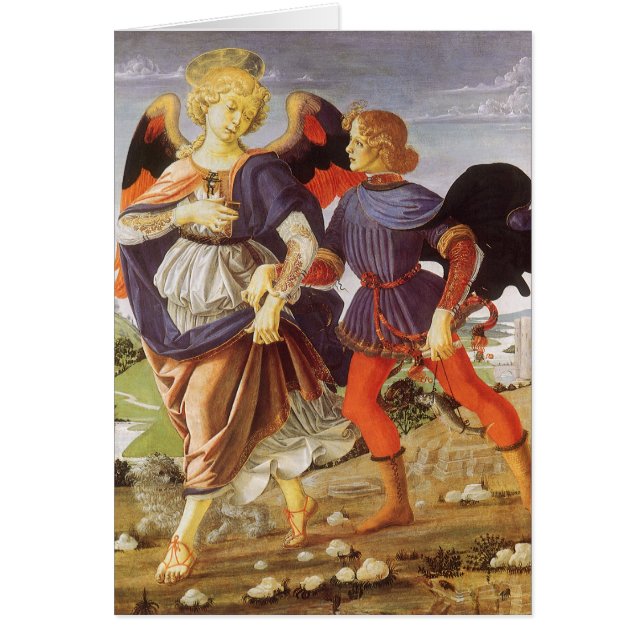 Tobias och Angel av Andrea del Verrocchio Hälsningskort (Framsidan)