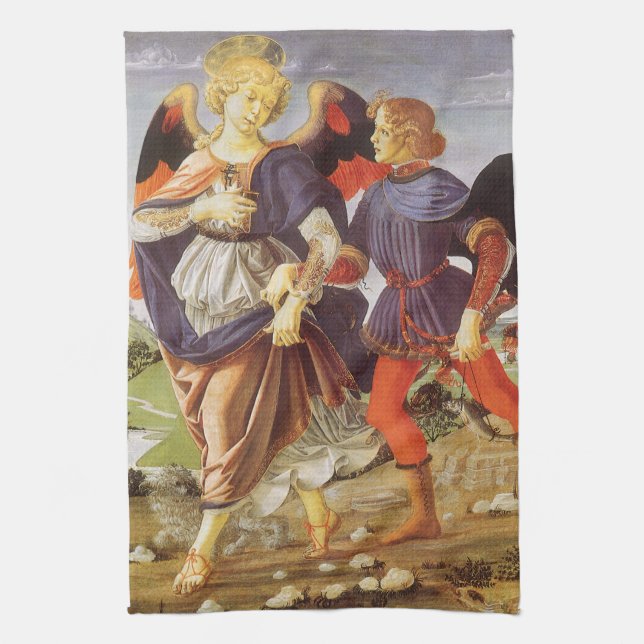 Tobias och Angel av Andrea del Verrocchio Kökshandduk (Vertikal)