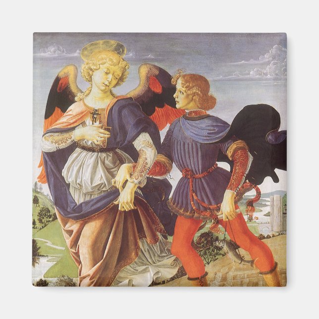 Tobias och Angel av Andrea del Verrocchio Magnet (Framsidan)