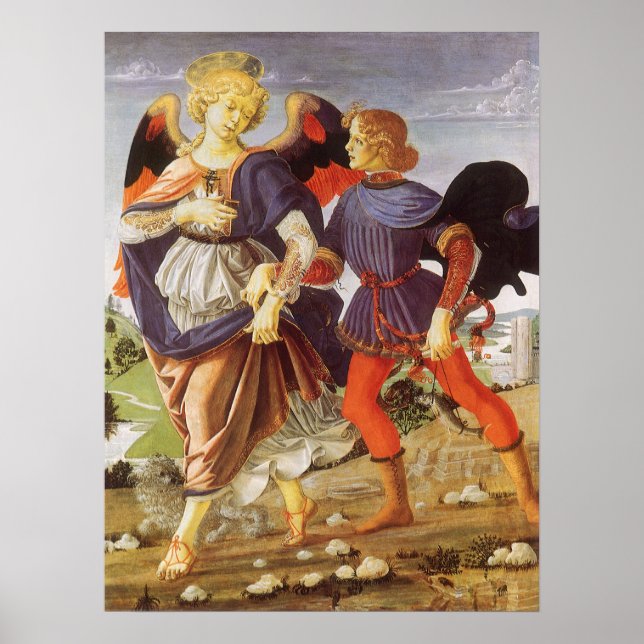 Tobias och Angel av Andrea del Verrocchio Poster (Framsidan)