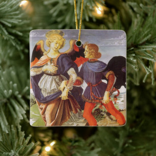 Tobias och ängeln av Andrea del Verrocchio Julgransprydnad Keramik
