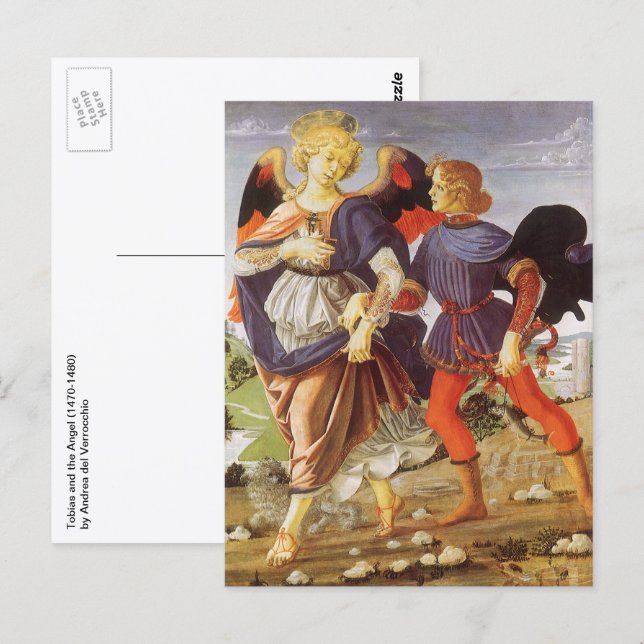 Tobias och ängeln av Andrea del Verrocchio Vykort (Fram/baksida)