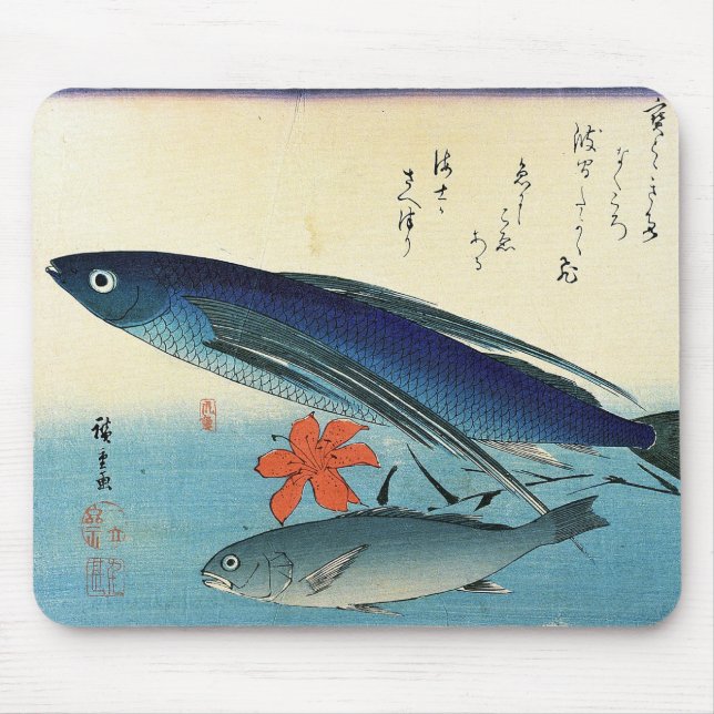 Tobiuo & Ishimochi - Färgfull japansk fiskutskrift Musmatta (Framsidan)