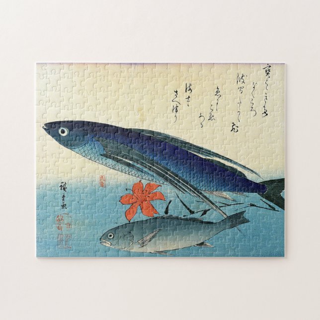 Tobiuo & Ishimochi - Färgfull japansk fiskutskrift Pussel (Horisontell)