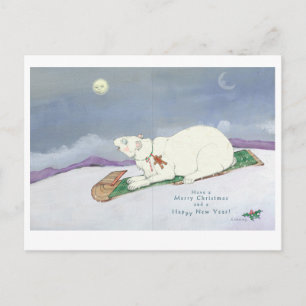 Toboggande Polar Bear Vykort