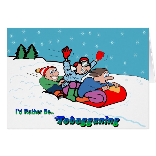Tobogganing Hälsningskort (Framsidan Horizontal)