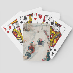 "Tobogganing", Kromolitografi, Louis Prang & Co. Casinokort