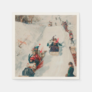 "Tobogganing", Kromolitografi, Louis Prang & Co. Pappersservett