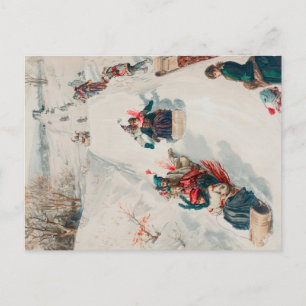 "Tobogganing", Kromolitografi, Louis Prang & Co. Vykort