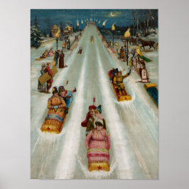 Toboggans på vintern poster