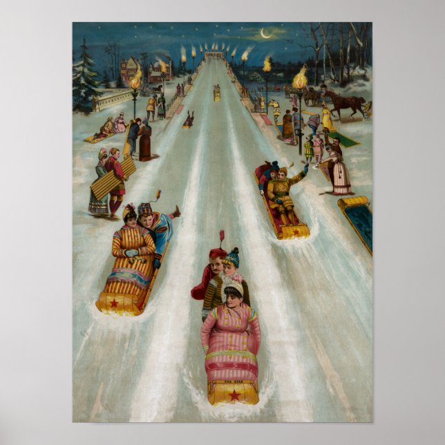 Toboggans på vintern poster (Framsidan)