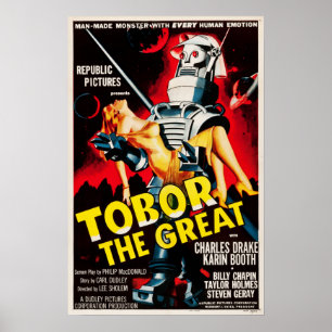 Toborera den Underbarare scenrobots Retro Movie Po Poster