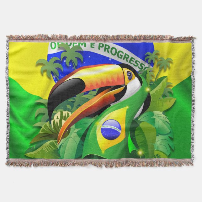 Toco Toucan med Brasiliansk Flagga Filt (Framsidan)