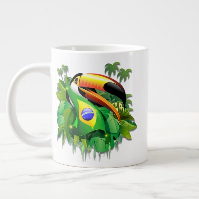 Toco Toucan med Brasiliansk Flagga Jumbo Mugg (Vänster)