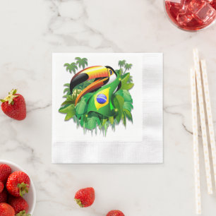 Toco Toucan med Brasiliens Flagga Tie Pappersservett