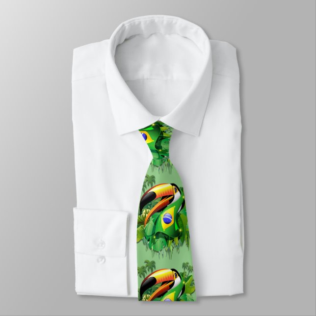 Toco Toucan med Brasiliens Flagga Tie Slips (Bunden)