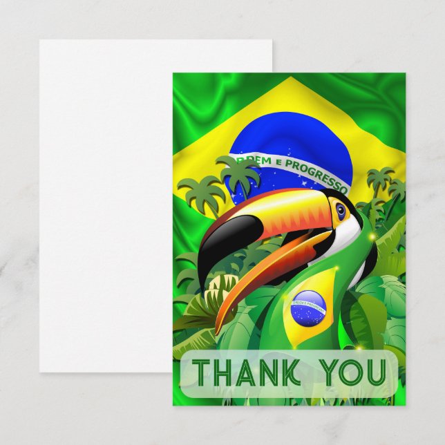 Toco Toucan med Brasiliens Flagga Tie Tack Kort (Fram/baksida)