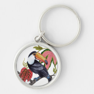 Toco Toucan Rund Silverfärgad Nyckelring