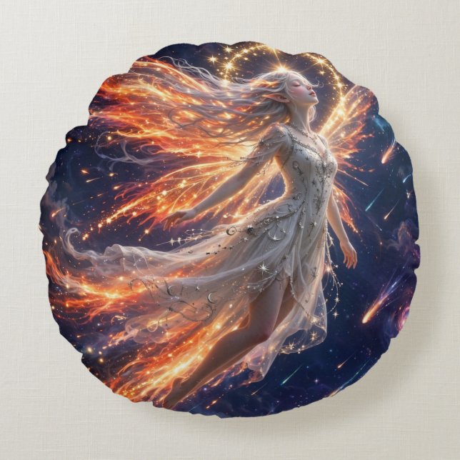 TOCOCLAWS Celestiala Galaxen Kosmisk Älv Fantasy A Rund Kudde (Framsidan)