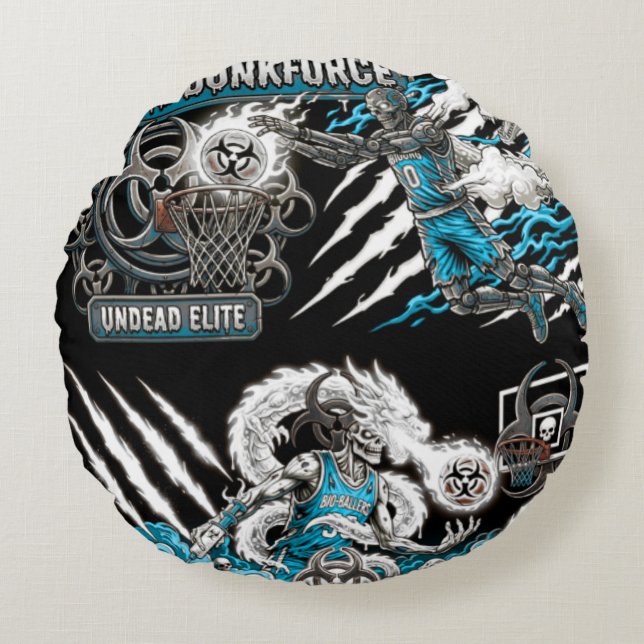 TOCOCLAWS Cyborg Dunkforce - Odöd Elite Basketboll Rund Kudde (Framsidan)